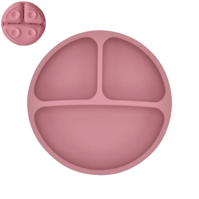 Assiette en silicone pour bébé avec ventouse, ensemble cuillère et fourchette, motif dessin animé, vaisselle enfant 13