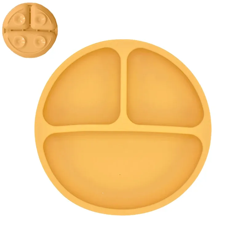 Assiette en silicone pour bébé avec ventouse, ensemble cuillère et fourchette, motif dessin animé, vaisselle enfant 15