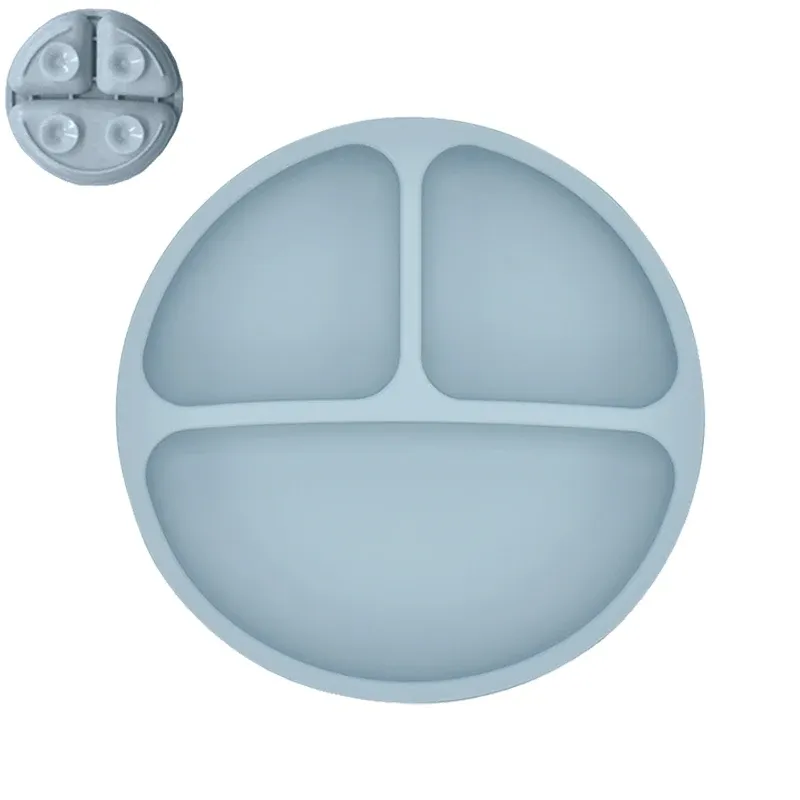 Assiette en silicone pour bébé avec ventouse, ensemble cuillère et fourchette, motif dessin animé, vaisselle enfant 16