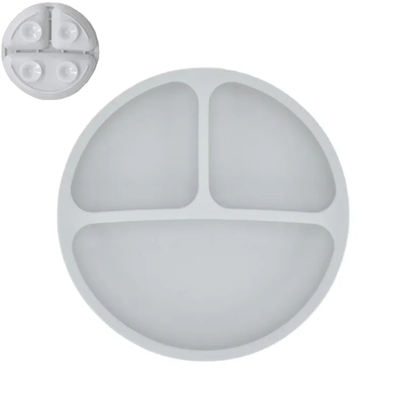 Assiette en silicone pour bébé avec ventouse, ensemble cuillère et fourchette, motif dessin animé, vaisselle enfant 9