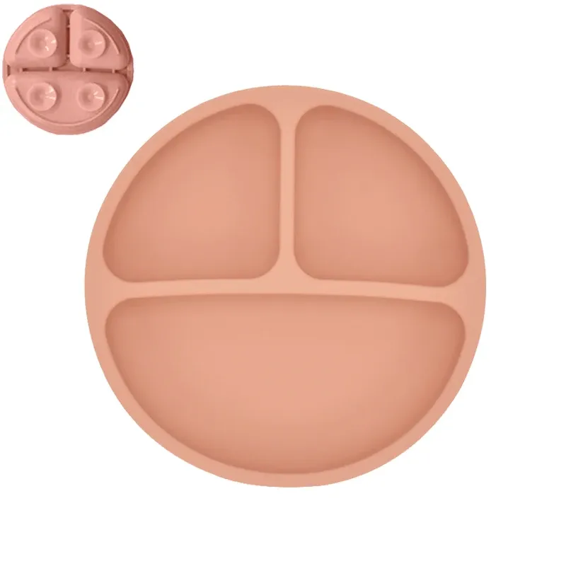 Assiette en silicone pour bébé avec ventouse, ensemble cuillère et fourchette, motif dessin animé, vaisselle enfant 12