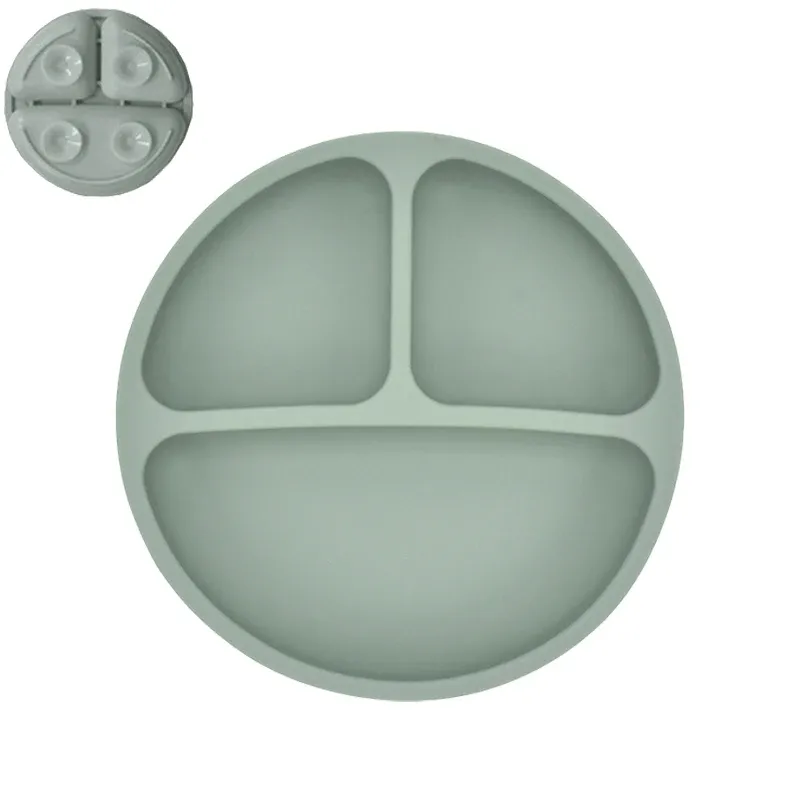 Assiette en silicone pour bébé avec ventouse, ensemble cuillère et fourchette, motif dessin animé, vaisselle enfant 21