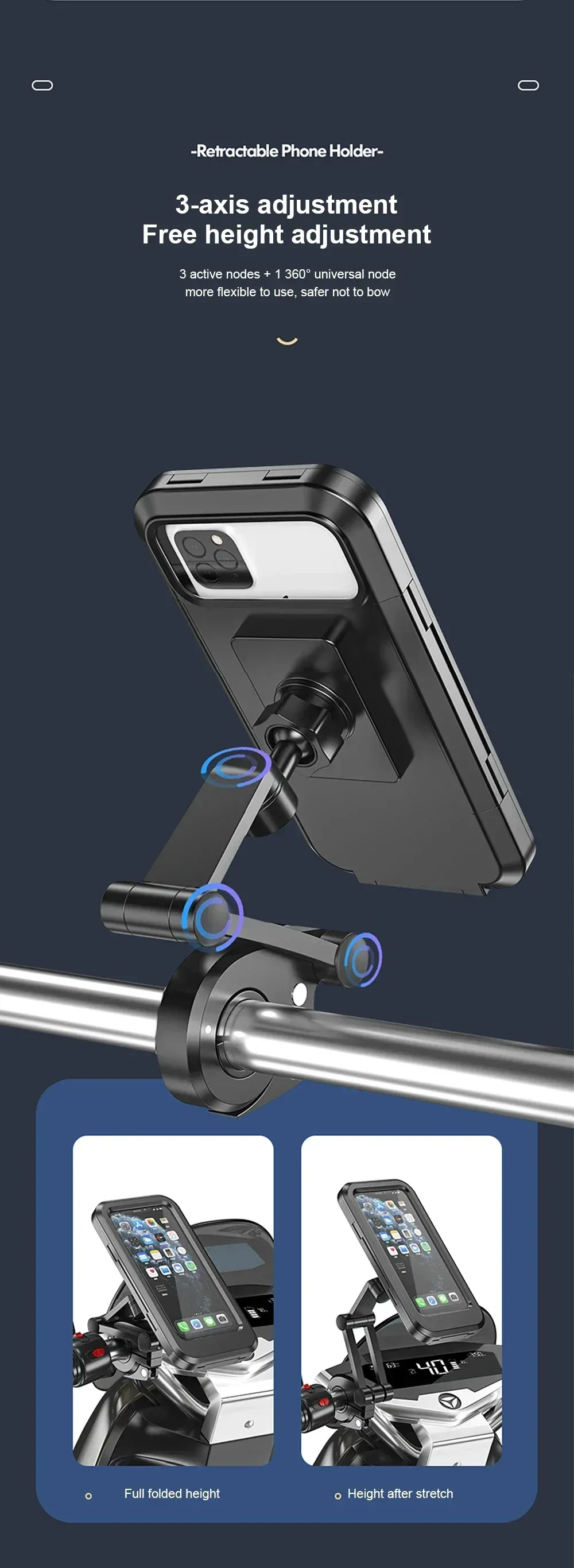 Support de téléphone étanche pour moto, vue détaillée