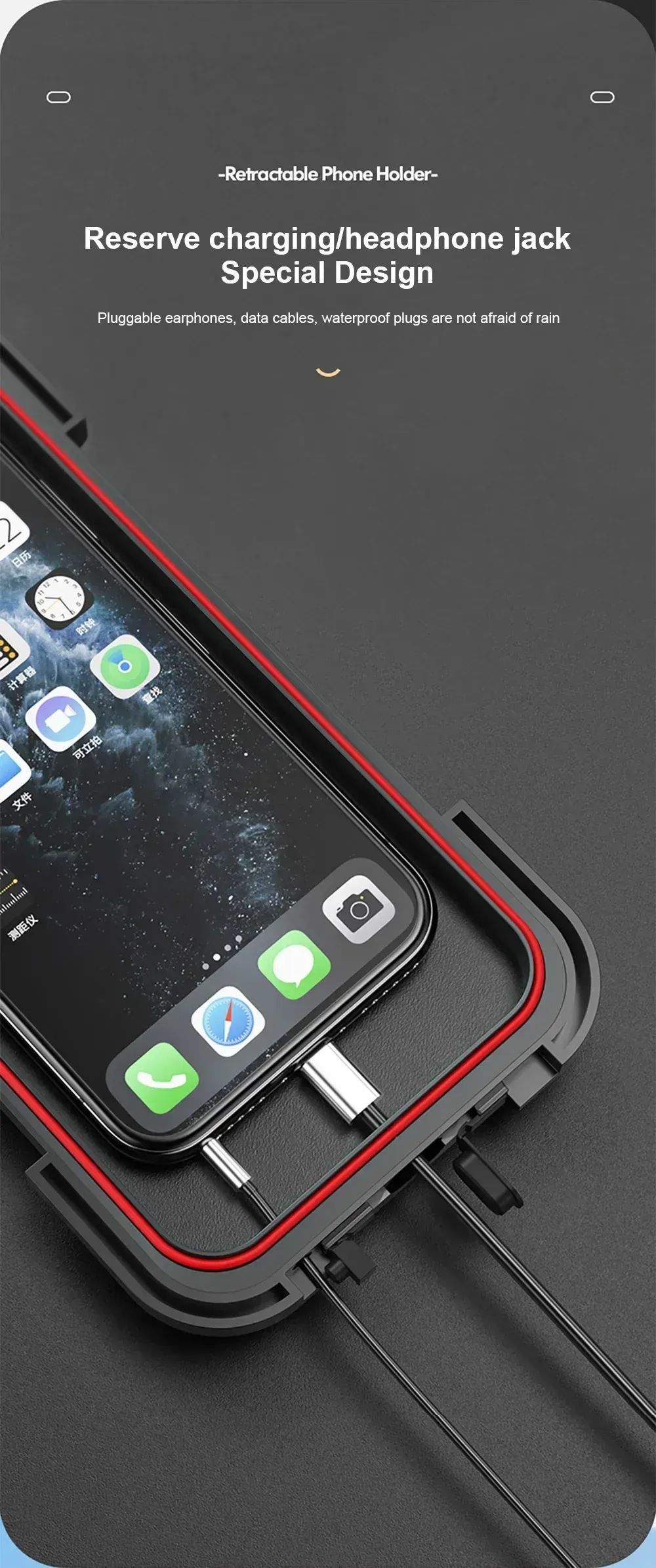 Support de téléphone étanche pour moto, vue détaillée