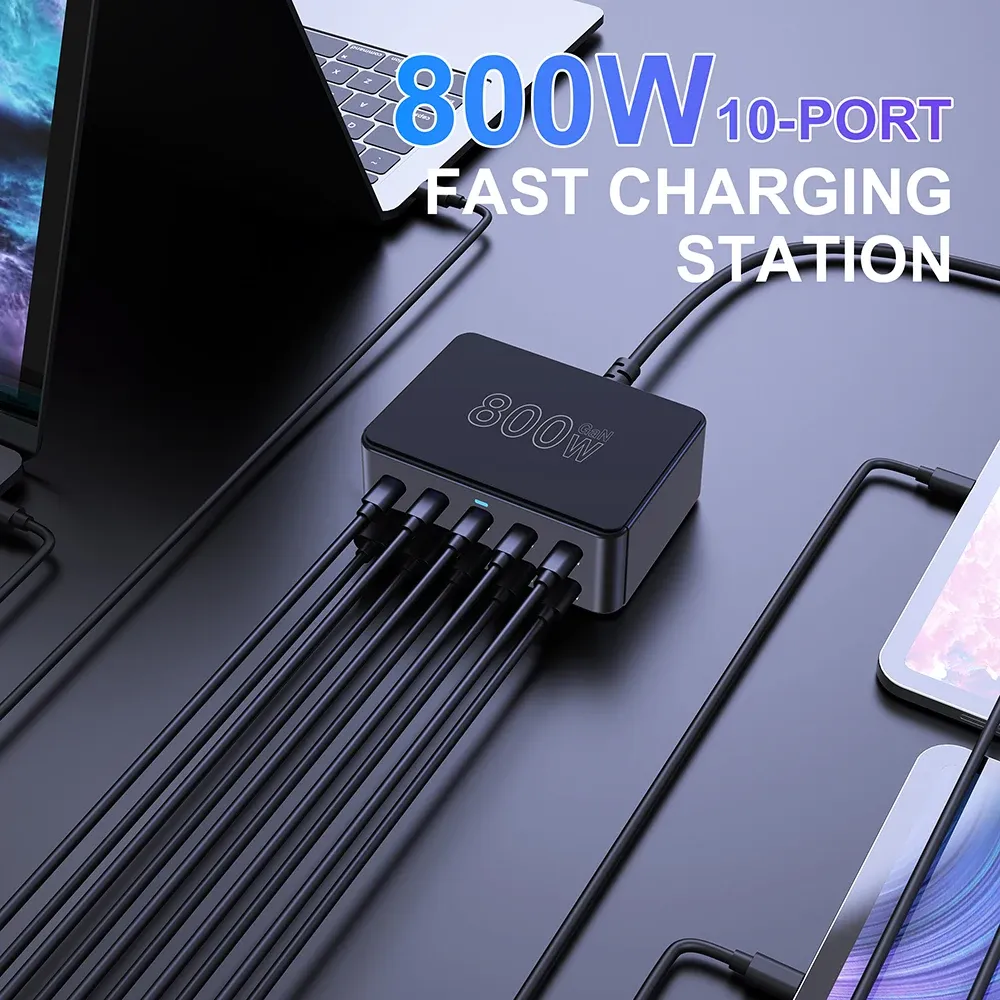 Chargeur USB-C GaN 800 W 100 W PD 3.0 PPS QC 3.0, station de charge rapide multiport pour iPhone 15 et 16, Samsung, MacBook Pro, ordinateurs portables et tablettes 2