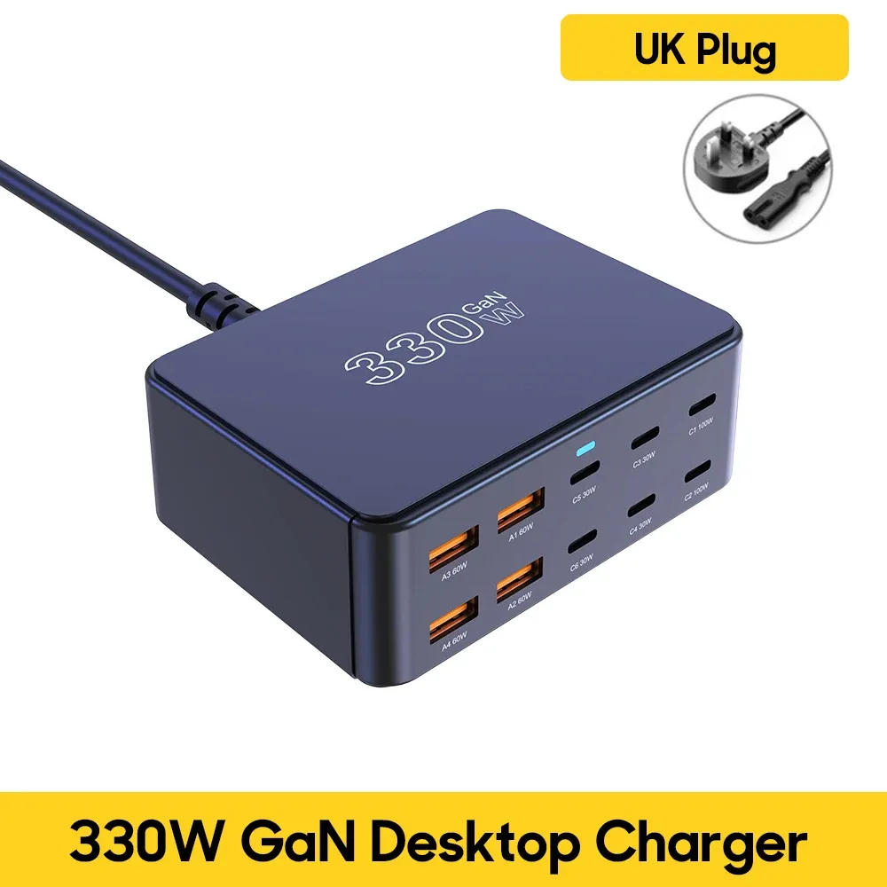 Chargeur USB-C GaN 800 W 100 W PD 3.0 PPS QC 3.0, station de charge rapide multiport pour iPhone 15 et 16, Samsung, MacBook Pro, ordinateurs portables et tablettes 9