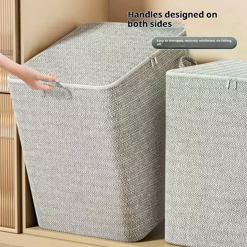 Boîte de rangement pour vêtements de grande taille avec couvercle, grand panier à linge pliable pour bébé - Image 1