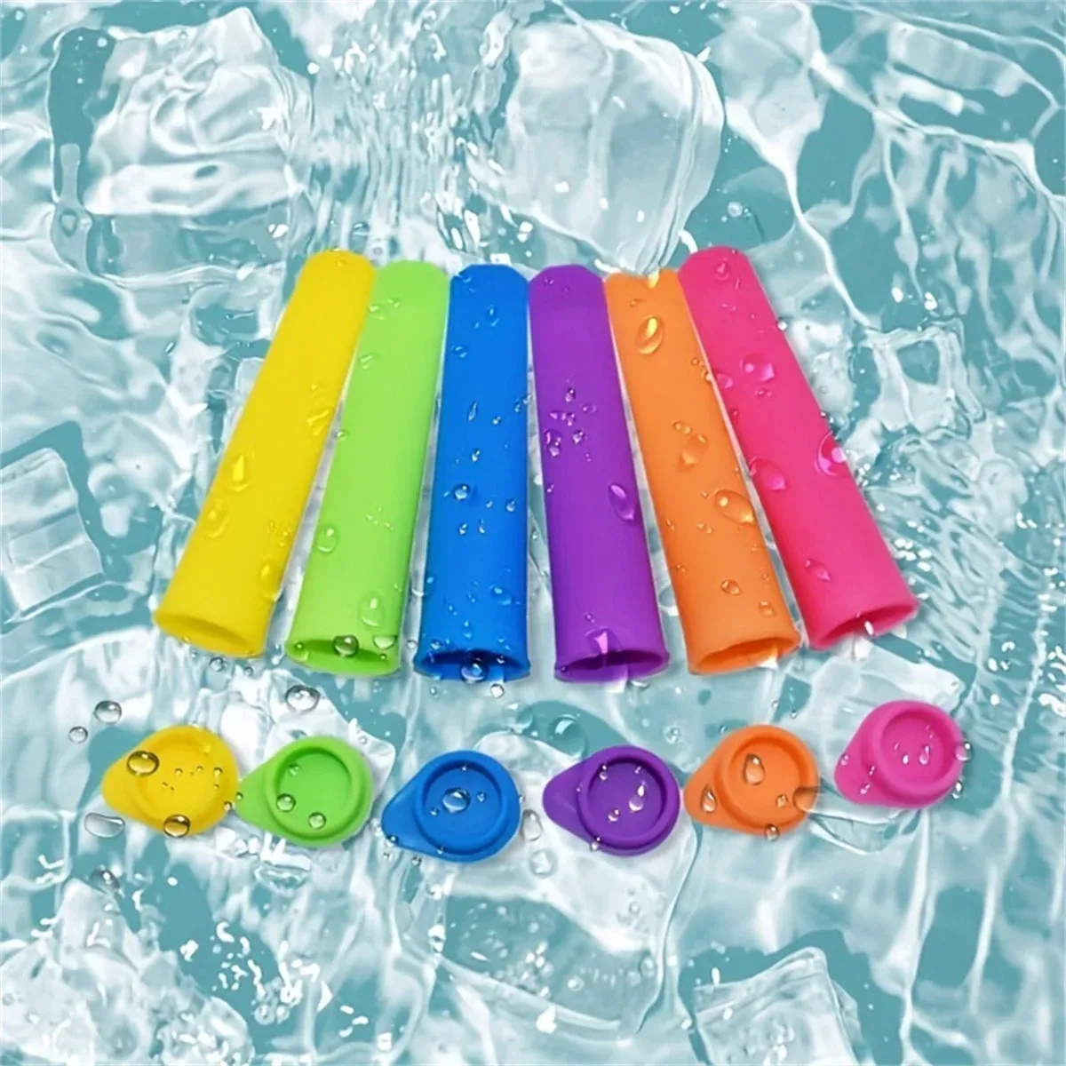 Moule à glace réutilisable en silicone de qualité alimentaire, lot de 6 pièces, pour sucettes glacées 3