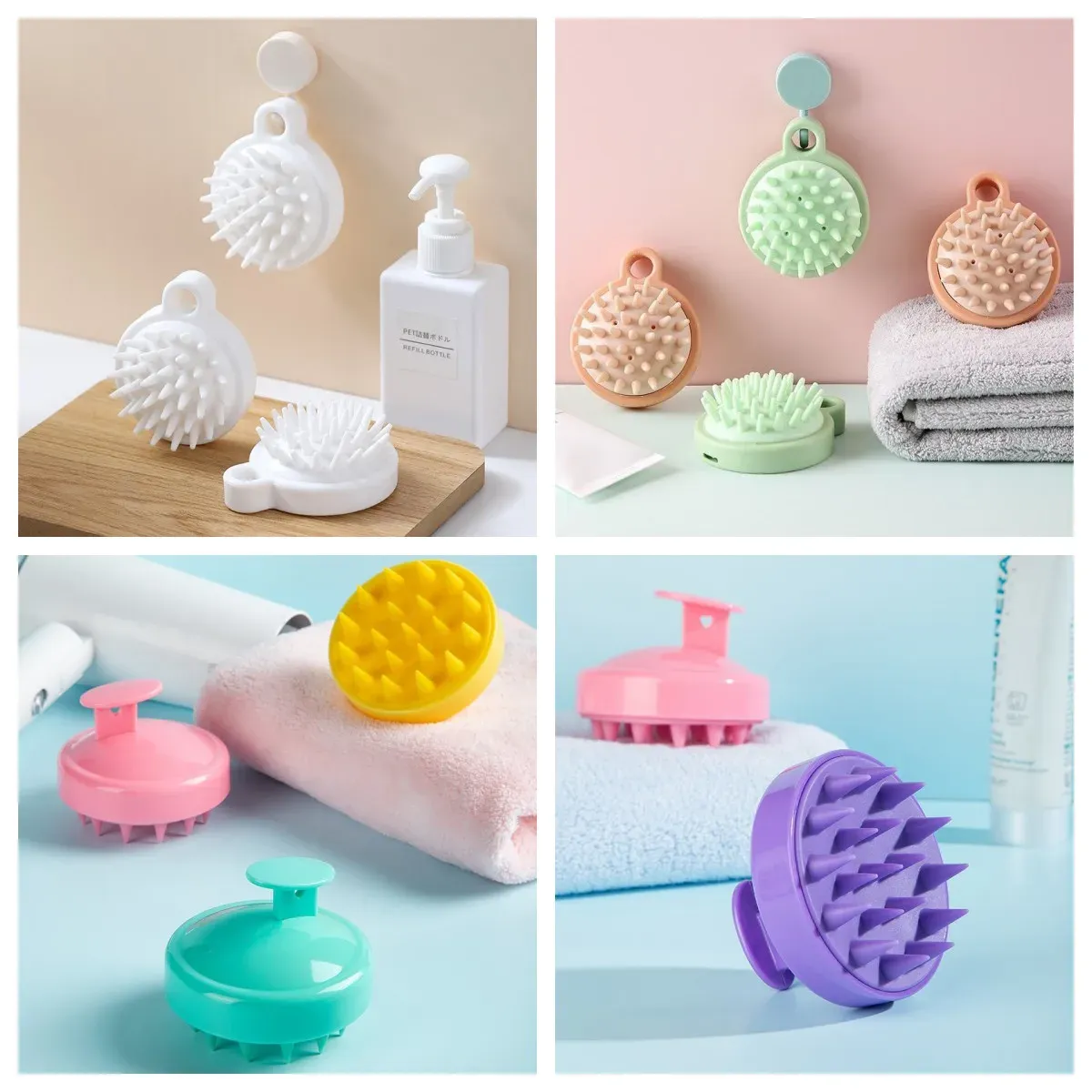 Brosse de massage en silicone pour shampooing du cuir chevelu, peigne masseur pour le bain