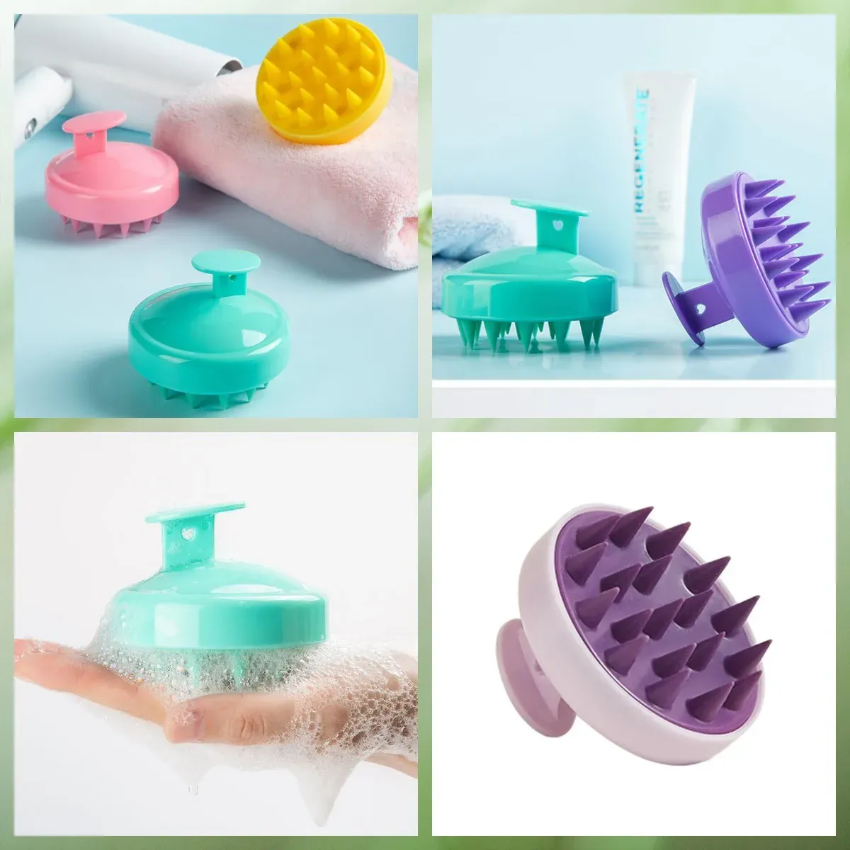 Brosse de massage en silicone pour shampooing du cuir chevelu, peigne masseur pour le bain 4