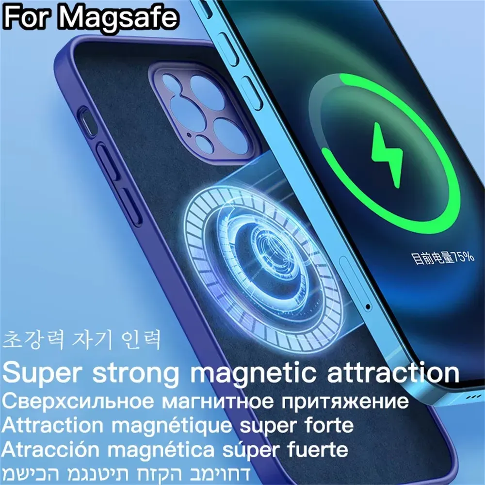 Coque magnétique en silicone liquide compatible MagSafe pour iPhone 14 Plus, 13, 12 mini, 11, X, XS, XR et XS Max, avec découpe précise pour l'appareil photo 2
