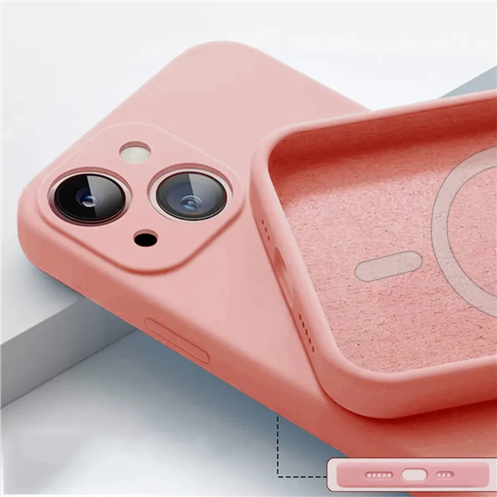 Coque magnétique en silicone liquide compatible MagSafe pour iPhone 14 Plus, 13, 12 mini, 11, X, XS, XR et XS Max, avec découpe précise pour l'appareil photo 14