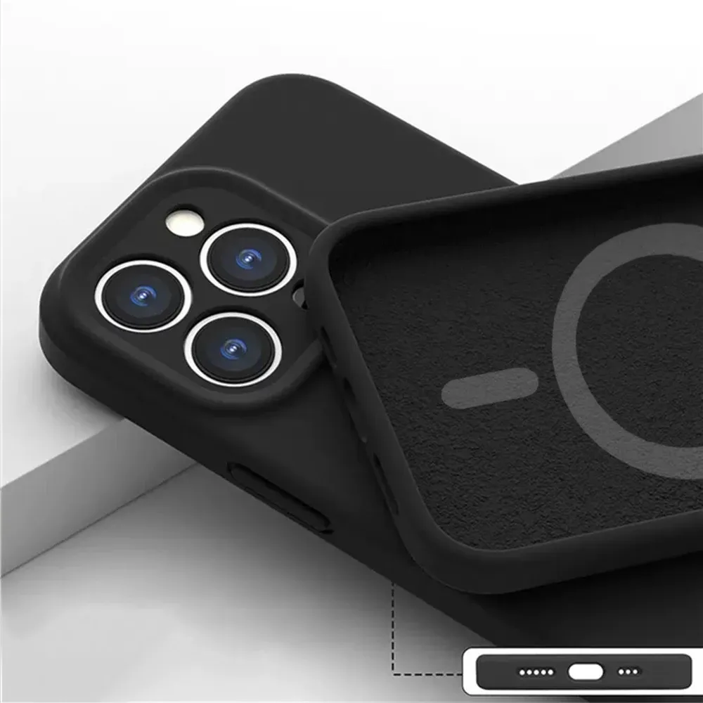 Coque magnétique en silicone liquide compatible MagSafe pour iPhone 14 Plus, 13, 12 mini, 11, X, XS, XR et XS Max, avec découpe précise pour l'appareil photo 16