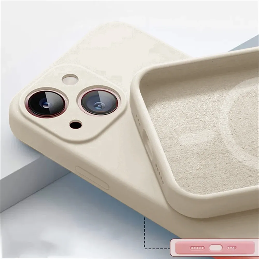 Coque magnétique en silicone liquide compatible MagSafe pour iPhone 14 Plus, 13, 12 mini, 11, X, XS, XR et XS Max, avec découpe précise pour l'appareil photo 8