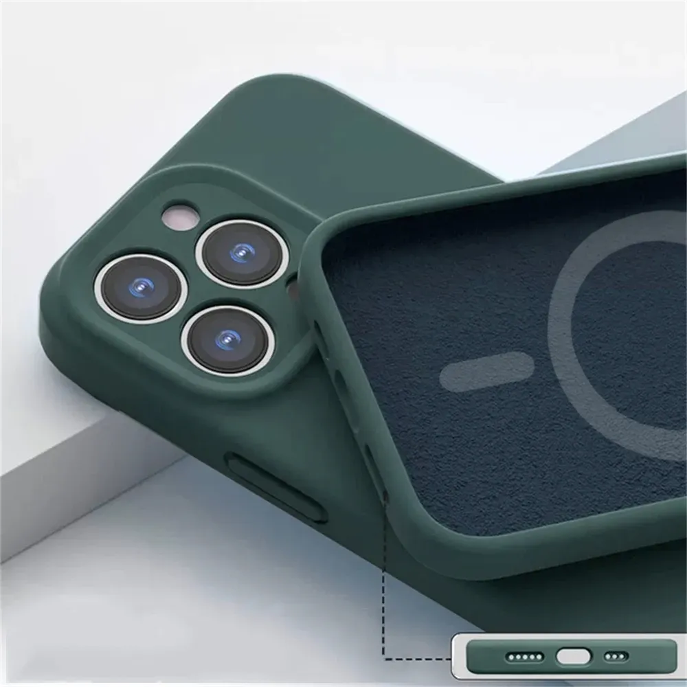 Coque magnétique en silicone liquide compatible MagSafe pour iPhone 14 Plus, 13, 12 mini, 11, X, XS, XR et XS Max, avec découpe précise pour l'appareil photo 9