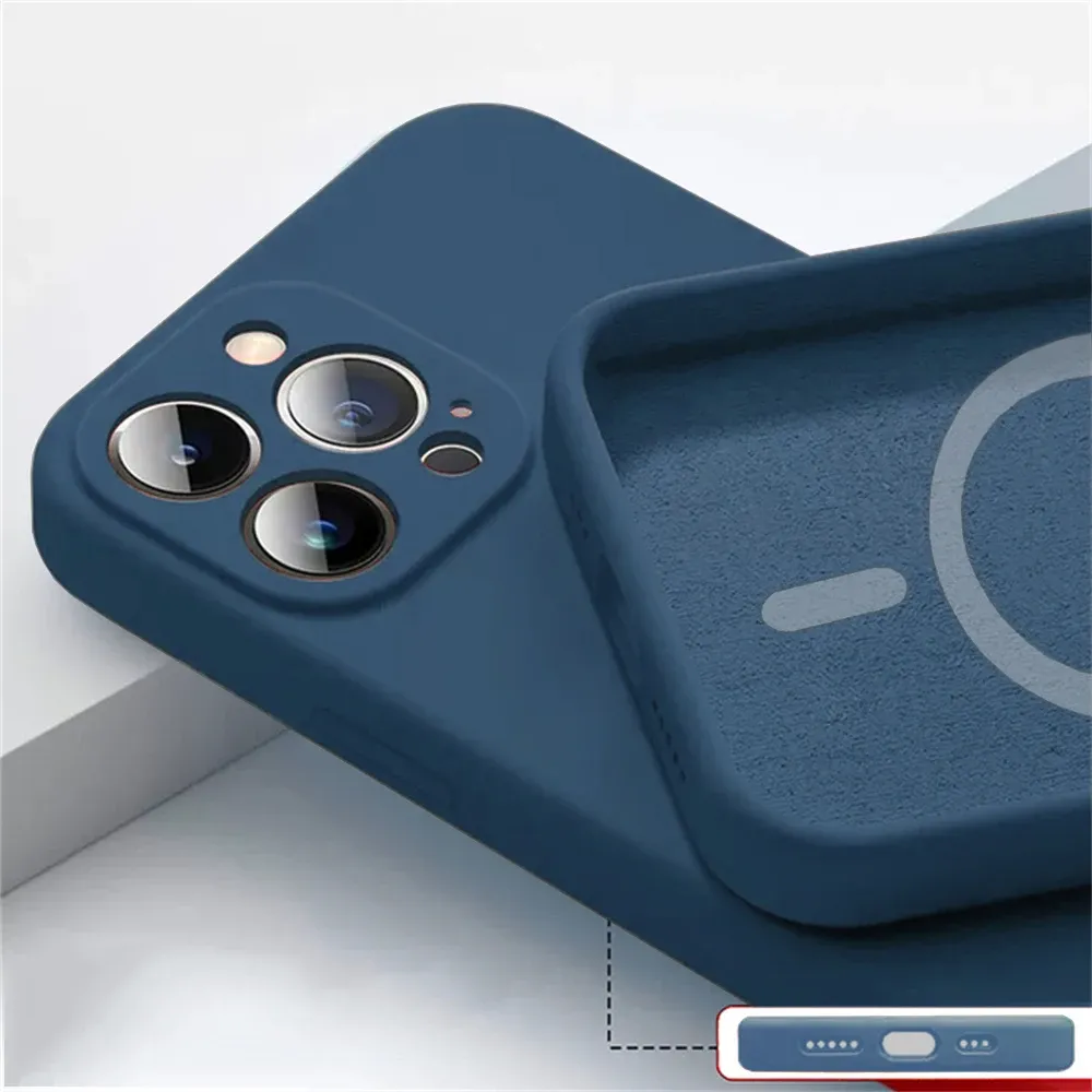 Coque magnétique en silicone liquide compatible MagSafe pour iPhone 14 Plus, 13, 12 mini, 11, X, XS, XR et XS Max, avec découpe précise pour l'appareil photo 10