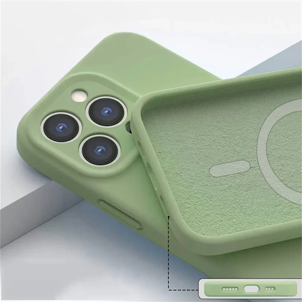 Coque magnétique en silicone liquide compatible MagSafe pour iPhone 14 Plus, 13, 12 mini, 11, X, XS, XR et XS Max, avec découpe précise pour l'appareil photo 11