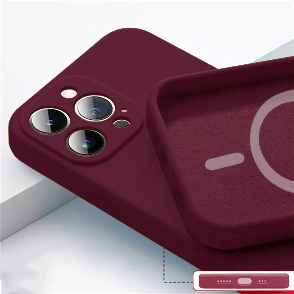 Coque magnétique en silicone liquide compatible MagSafe pour iPhone 14 Plus, 13, 12 mini, 11, X, XS, XR et XS Max, avec découpe précise pour l'appareil photo 12