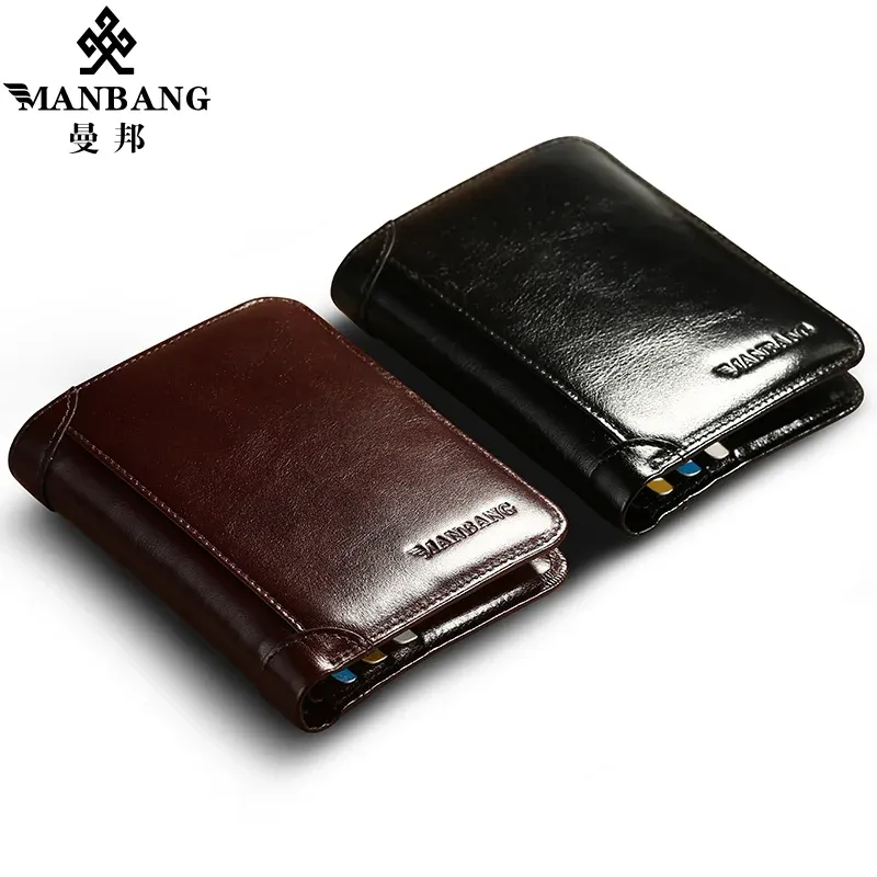 ManBang Portefeuille court en cuir véritable pour homme, modèle 2017, porte-cartes et porte-monnaie, design de mode, haute qualité - Image 1