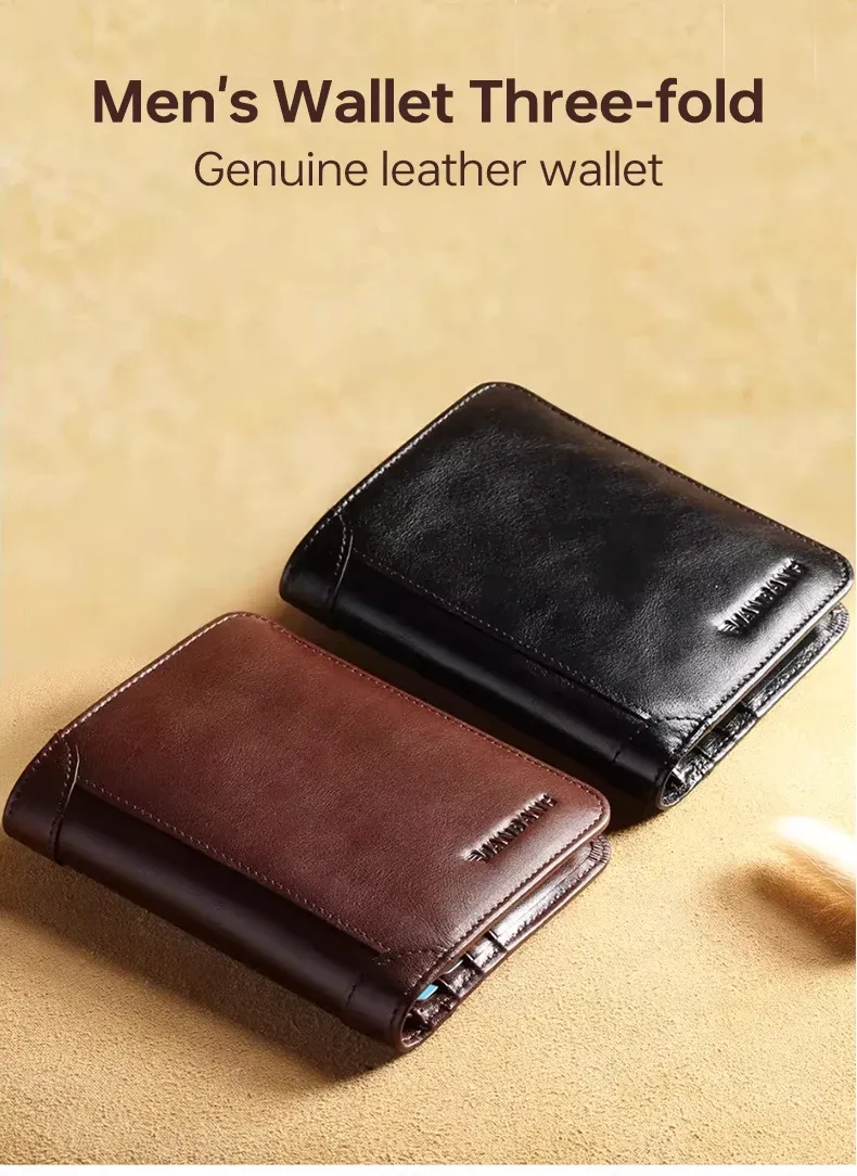 Vue d'ensemble du portefeuille en cuir véritable pour homme