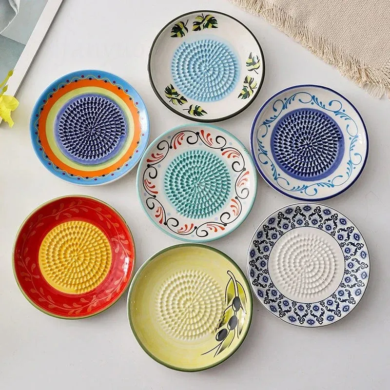 Râpe à gingembre en céramique colorée, broyeur manuel portable en porcelaine, presse-ail 4