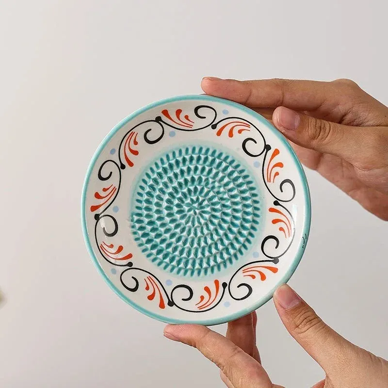 Râpe à gingembre en céramique colorée, broyeur manuel portable en porcelaine, presse-ail 5
