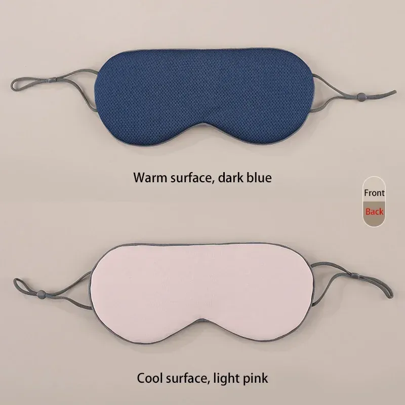 Masque de sommeil coréen en soie glacée, thermique et rafraîchissant, double usage, réglable, idéal pour le voyage, occultant, respirant 13