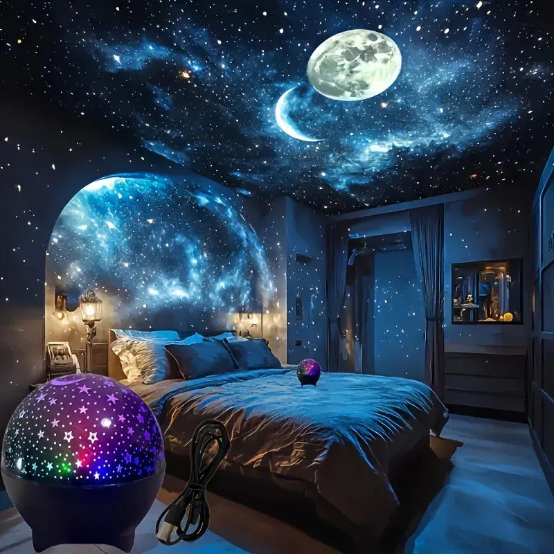 Motifs lumineux d'étoiles projetés au plafond
