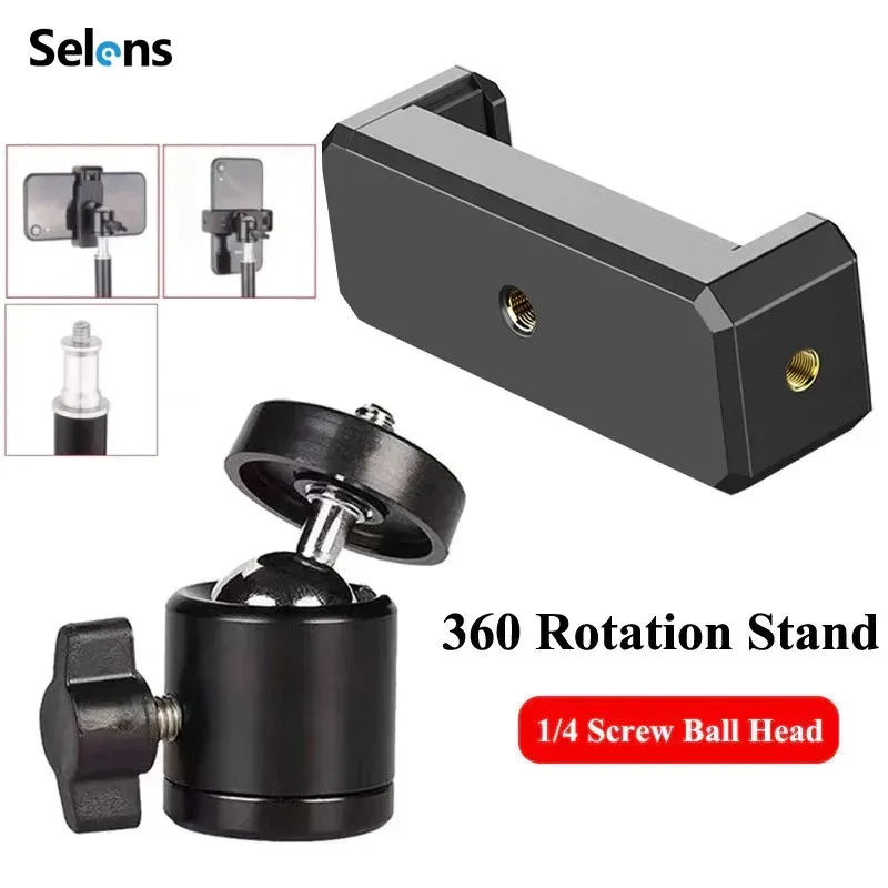 Support universel Selens pour smartphone à rotation 360°, avec vis 1/4 pouce pour trépied et monopode, idéal pour la photo et le vlog