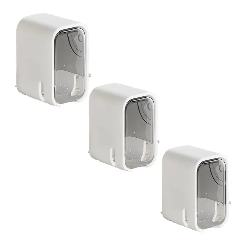 Support mural sans perçage pour brosses à dents, rangement anti-poussière pour salle de bain, 1 à 4 pièces, compatible brosses à dents électriques et manuelles 12