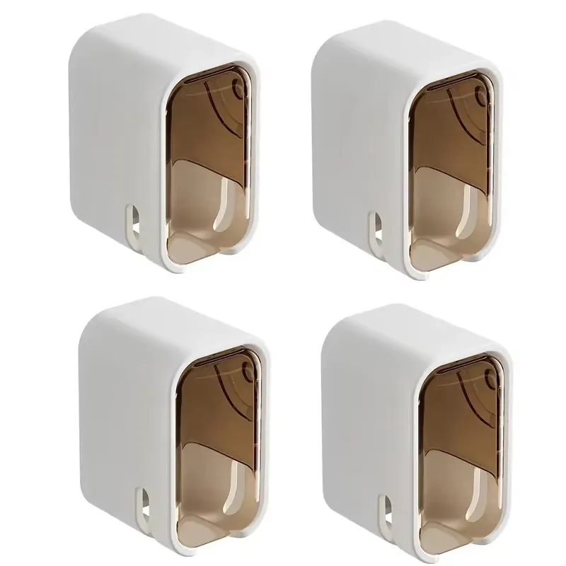 Support mural sans perçage pour brosses à dents, rangement anti-poussière pour salle de bain, 1 à 4 pièces, compatible brosses à dents électriques et manuelles 15