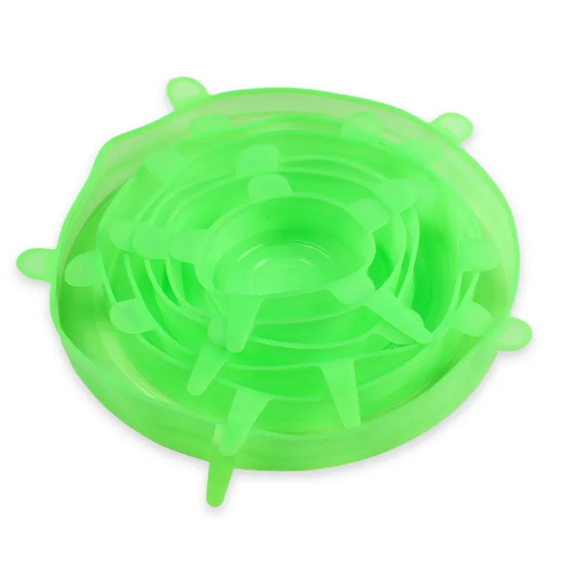 Couvercles extensibles en silicone de qualité alimentaire, lot de 6, réutilisables et hermétiques, pour plats et bols universels, accessoires de cuisine 7
