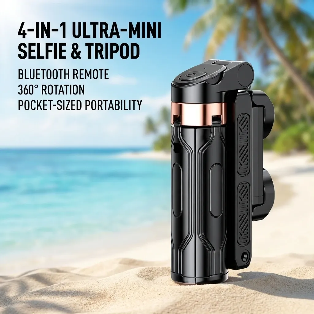Mini trépied portable avec télécommande Bluetooth et support de téléphone polyvalent pour diffusions en direct 3