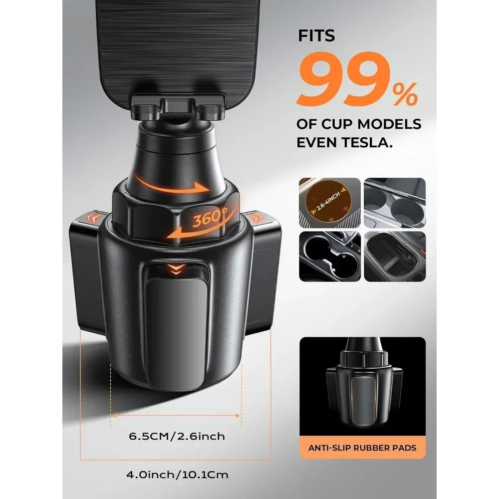 Support de téléphone universel pour porte-gobelet de voiture, réglable à 360°, compatible avec les téléphones de 4 à 7 pouces 3