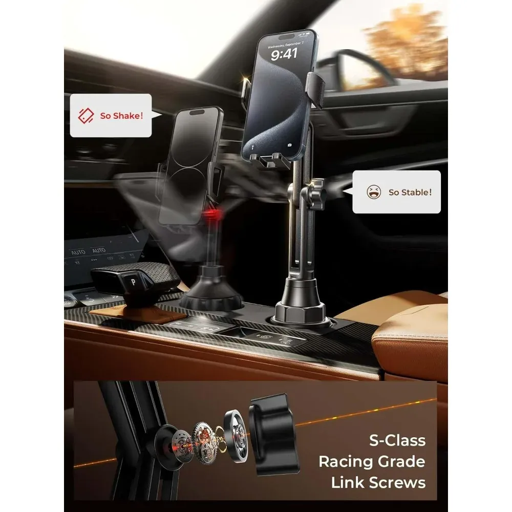 Support de téléphone universel pour porte-gobelet de voiture, réglable à 360°, compatible avec les téléphones de 4 à 7 pouces 2