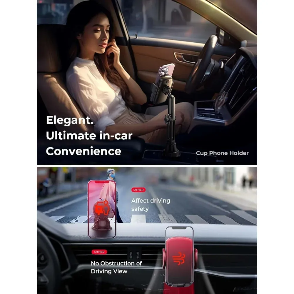 Support de téléphone universel pour porte-gobelet de voiture, réglable à 360°, compatible avec les téléphones de 4 à 7 pouces 5