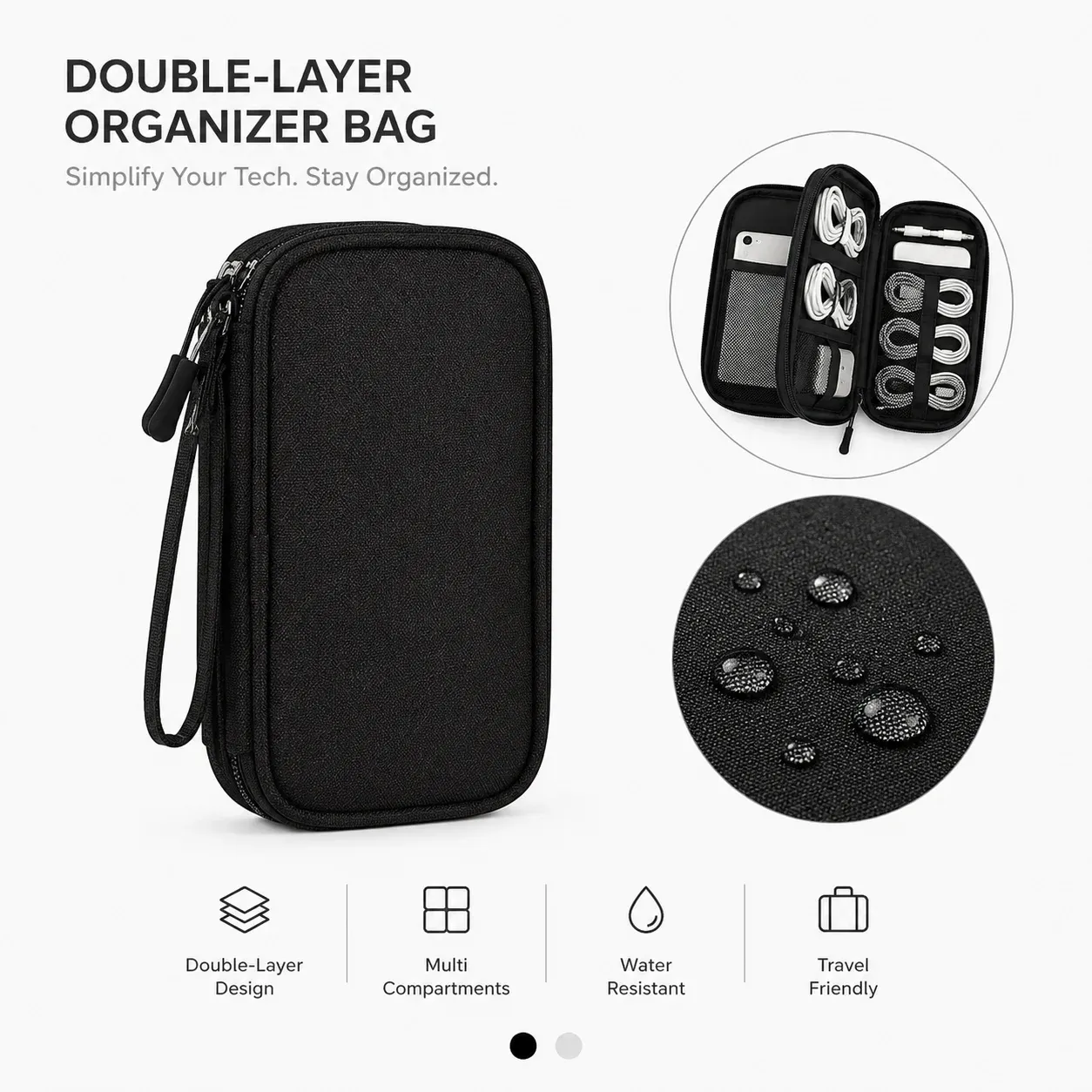 Sac de rangement pour accessoires de voyage : câbles, chargeurs, batterie externe, SSD 8