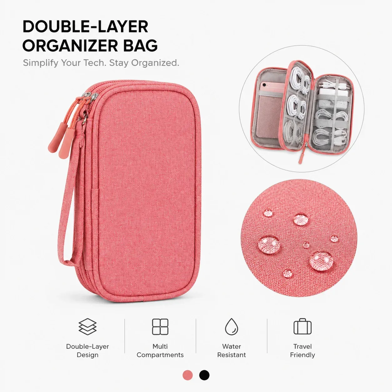 Sac de rangement pour accessoires de voyage : câbles, chargeurs, batterie externe, SSD 9