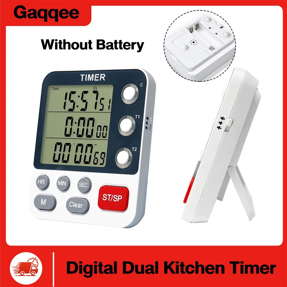 Minuteur de cuisine numérique à 3 canaux avec grand écran