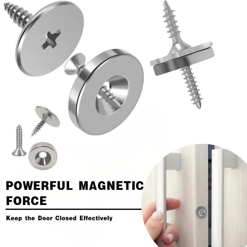 Boutons-pression magnétiques robustes pour armoire, en métal rond, fixation de porte de meuble, loquets cachés pour porte de tiroir de placard de cuisine - Image 1