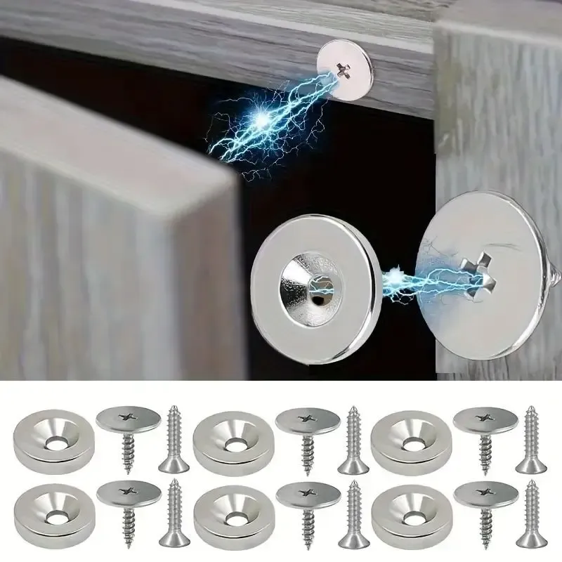 Loquet magnétique installé sur une porte de meuble