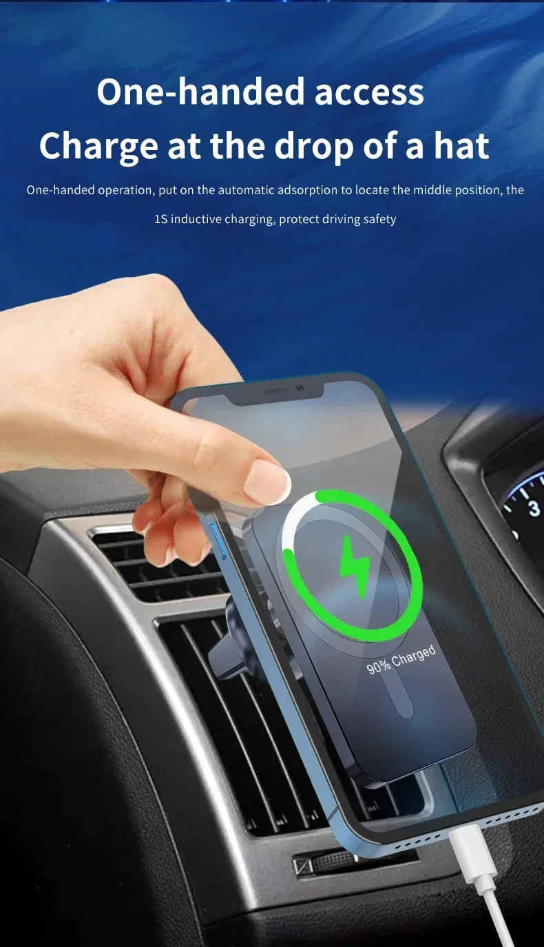Support magnétique pour voiture, charge sans fil