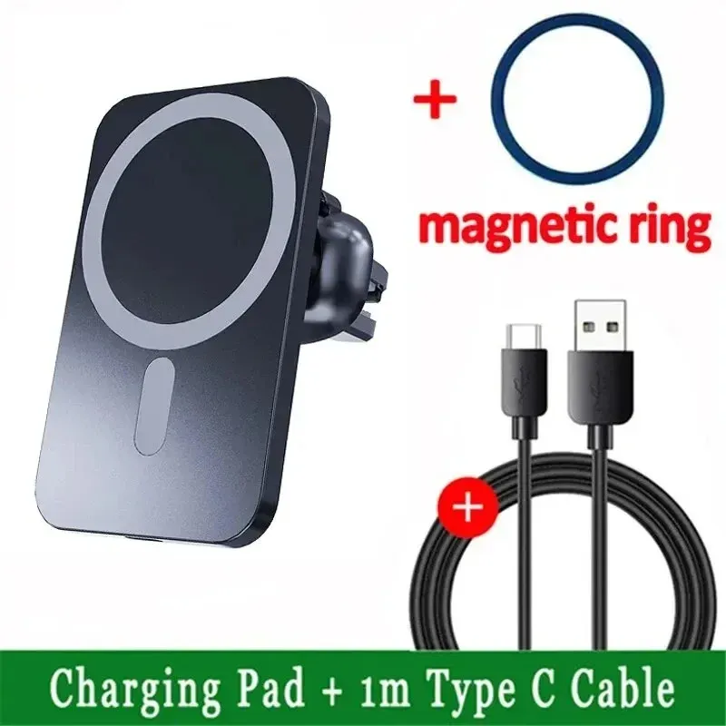 Chargeur sans fil magnétique MagSafe pour voiture, compatible iPhone 12 à 17 et Samsung, Xiaomi, support pour grille d'aération 8
