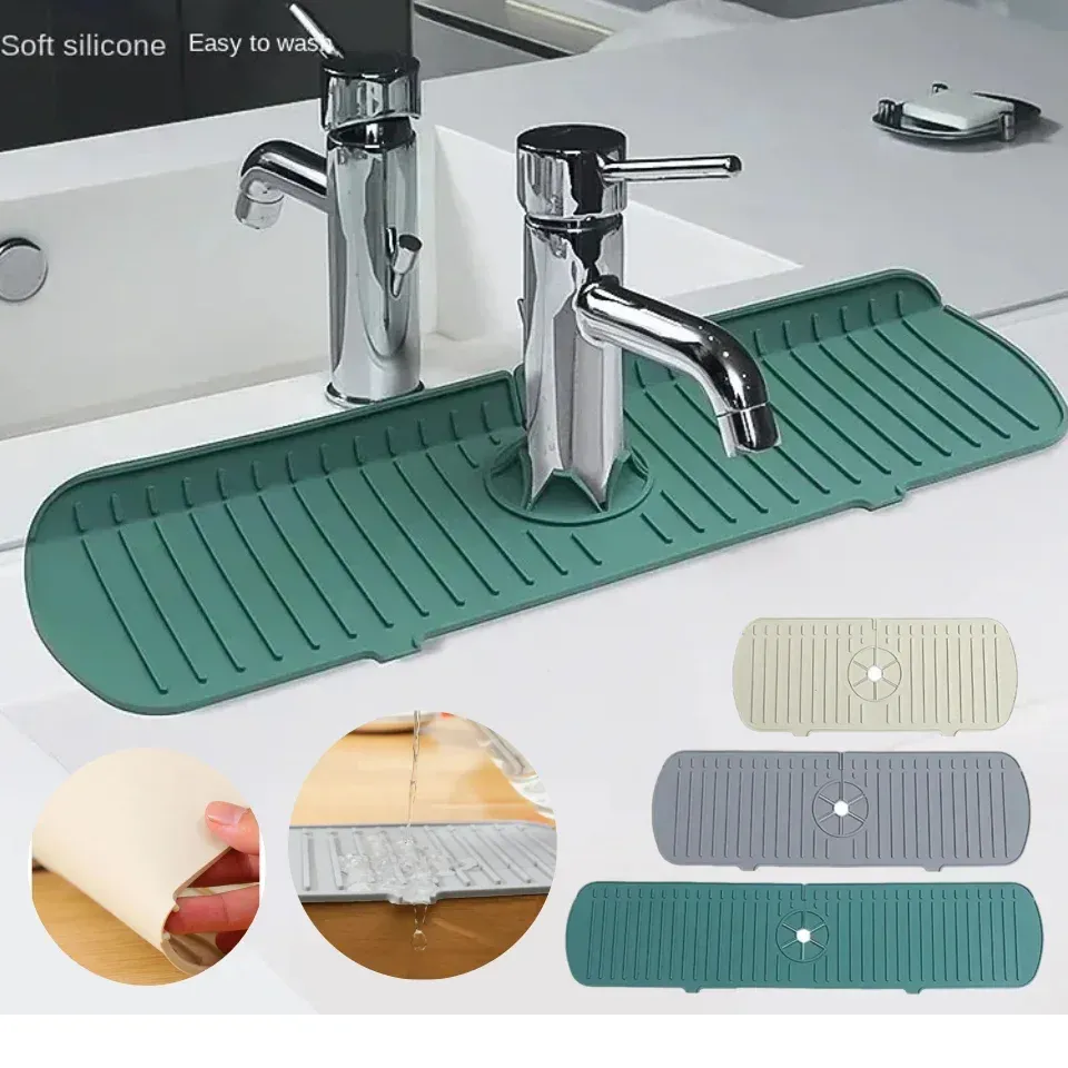 Tapis anti-éclaboussures en silicone pour robinet de cuisine, protection de plan de travail, tapis d'égouttage pour accessoires de cuisine et de salle de bain - Image 1
