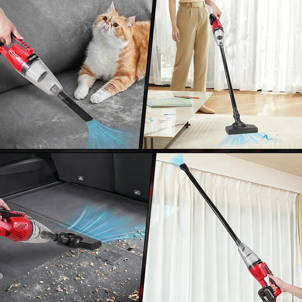 ONEVAN Aspirateur à main sans fil 1500 W pour canapé et nettoyage de la poussière, multifonction, compatible batterie Makita 18 V 6