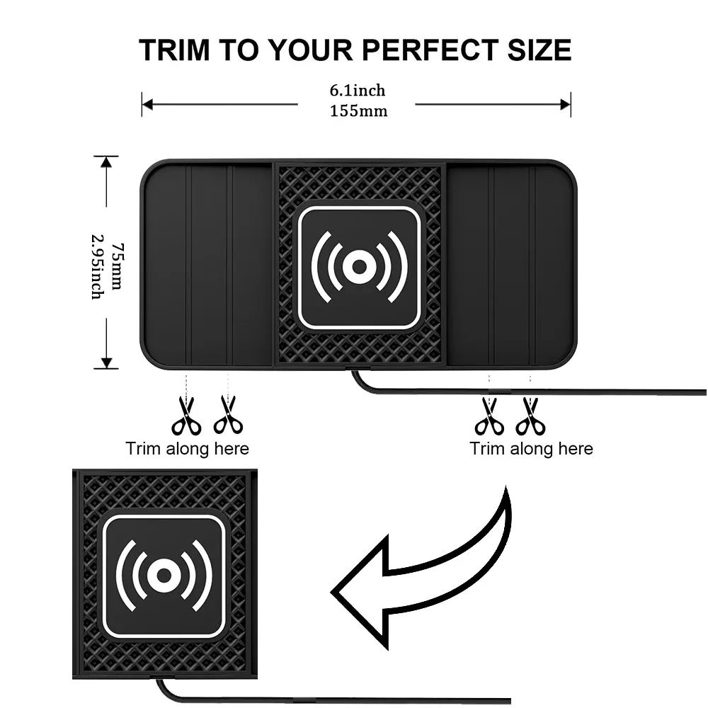 Vue rapprochée du tapis de charge sans fil