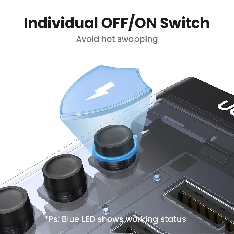 UGREEN Hub USB-C 7 ports USB 3.0 avec interrupteurs marche/arrêt individuels et indicateurs LED pour ordinateur de bureau et portable 4