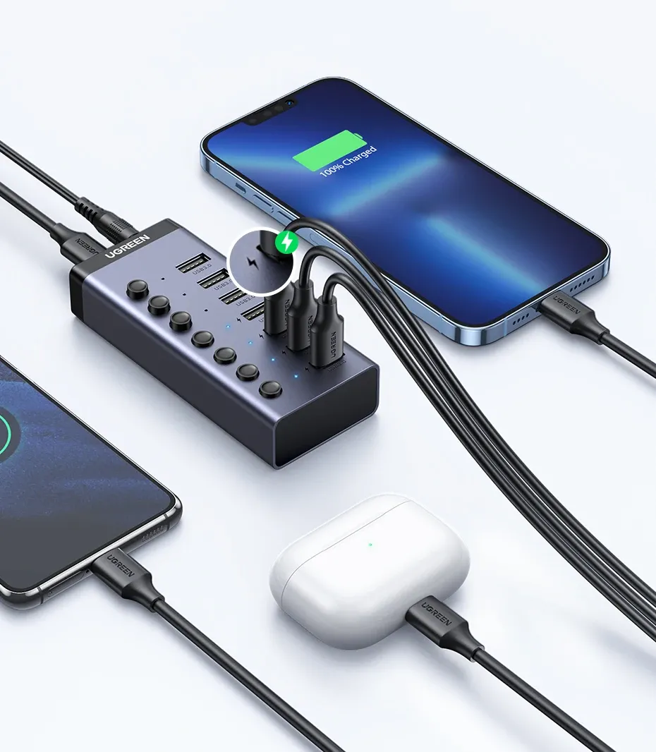 Ports de charge intelligente du hub UGREEN