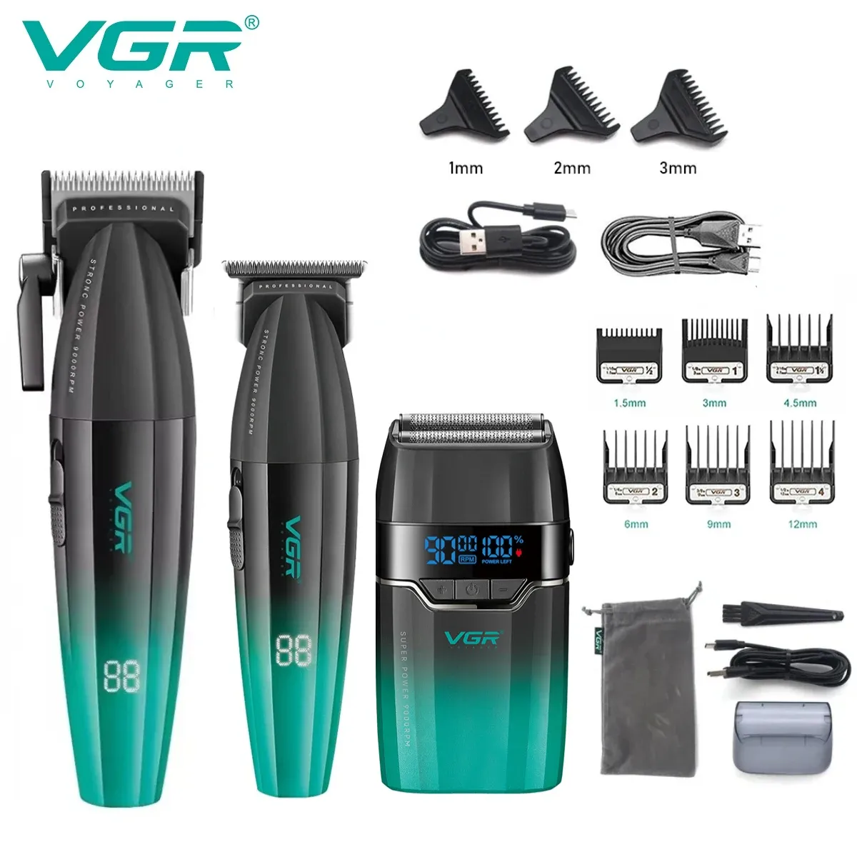 VGR Tondeuse à cheveux professionnelle sans fil pour barbier, tondeuse électrique en métal, modèles V-003, V-906, V-308 1