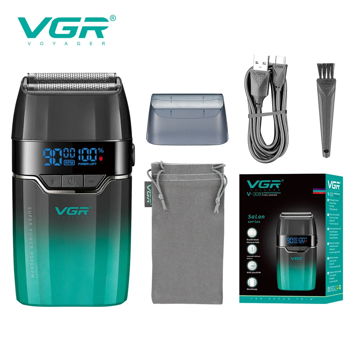 VGR Tondeuse à cheveux professionnelle sans fil pour barbier, tondeuse électrique en métal, modèles V-003, V-906, V-308 8